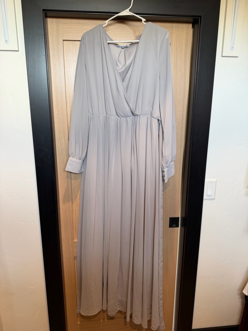 Baltic Born Light Gray Wrap-Front Maxi Dress